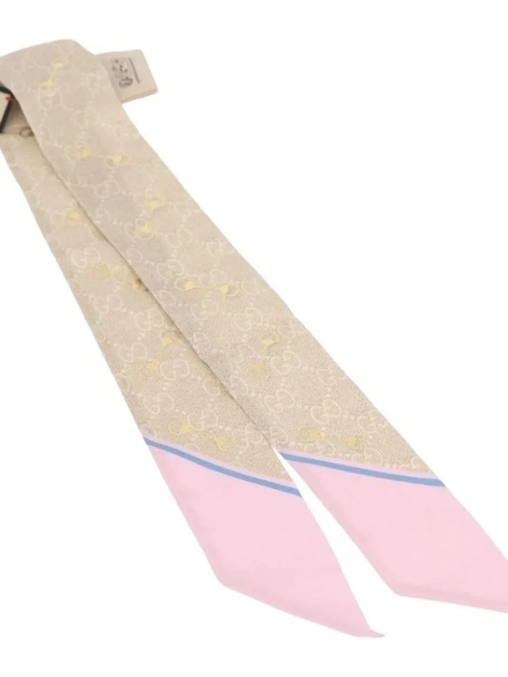 GUCCI Scarf Silk Old GUCCI Beige Pink 663719 Auth 148546M